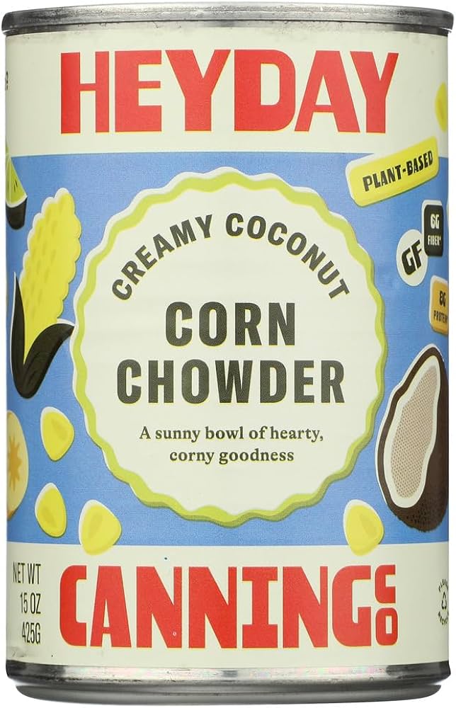Heyday Canning Co. - Creamy Coconut Corn Chowder, 15 oz (Pack of 12) - Gluten-Free Soup