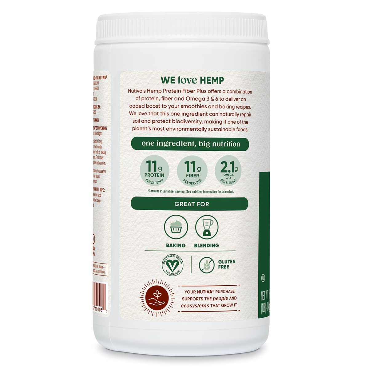 Nutiva Organic Hemp Protein Powder, 16 Oz