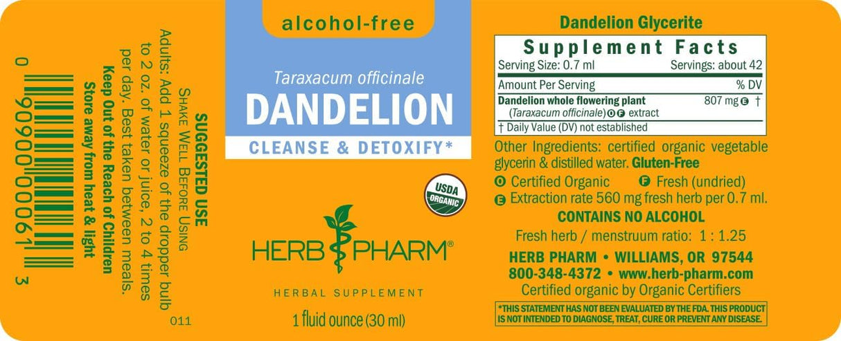 Herb Pharm Dandelion Liquid Extract - 1 Fl Oz