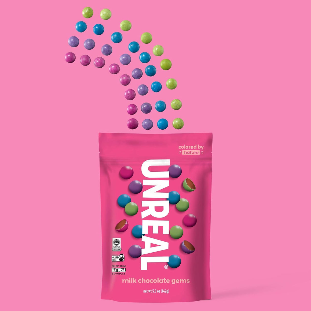 Unreal Milk Chocolate Gems, Case of 12 - 1.3 oz Each