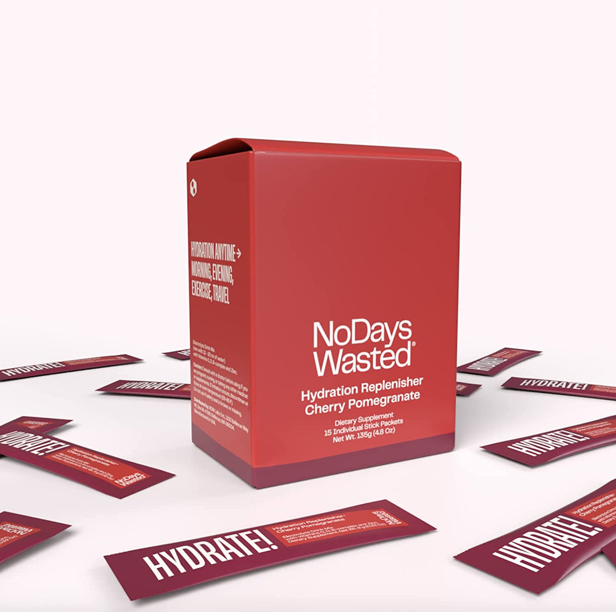 No Days Wasted Hydration Replenisher Sticks in Cherry Pomegranate Flavor (Pack of 15 - 0.32oz) - Cozy Farm