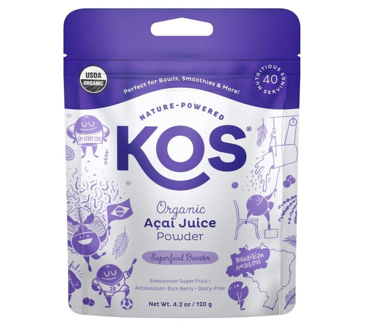 Kos - Organic Acai Powder, 4.2 oz - Antioxidant Superfood Supplement