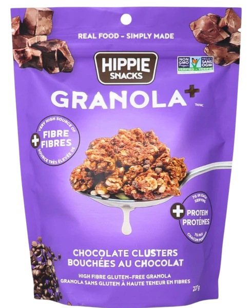 Hippie Snacks - Chocolate Granola Clusters, 8 oz (Pack of 12) - GMO-Free Snacks
