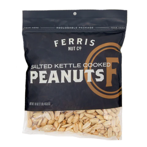 Ferris Nut Co. - Roasted Salted Kettle Peanuts, 16 oz (Pack of 12) - Gourmet Snack Nuts