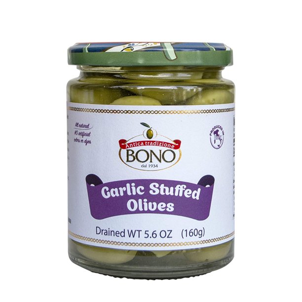 Bono Stuffed Garlic Olives - Pack of 6 - 5.6 oz. - Cozy Farm