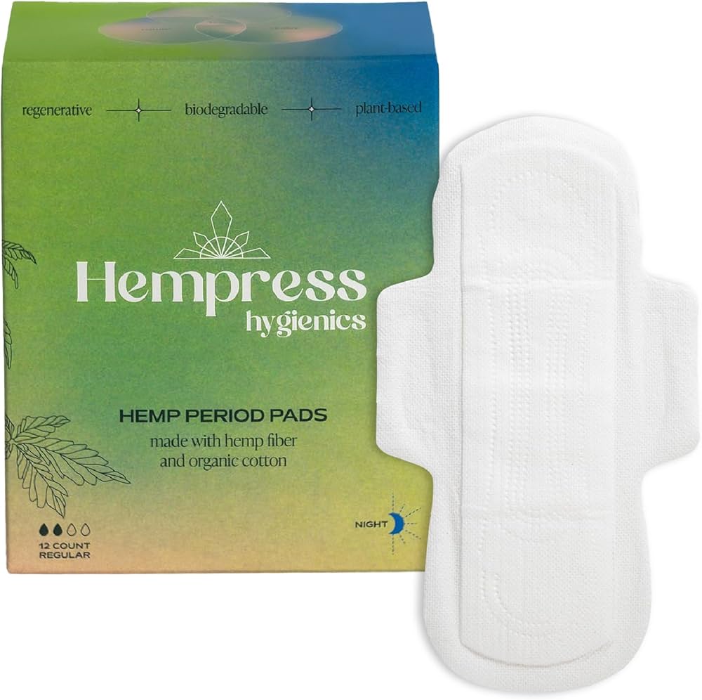 Hempress Hygienics Period Pads Night, 12 Ct - Overnight Protection