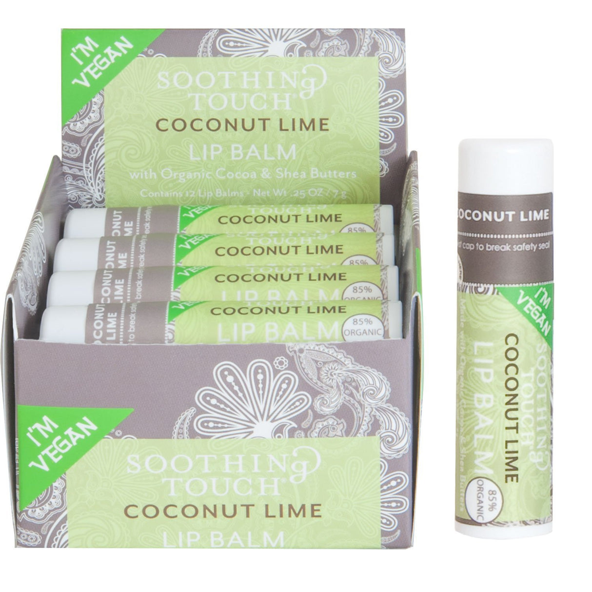 Soothing Touch, Organic Coconut Lime Lip Balm 0.25 Oz., Pack of 12