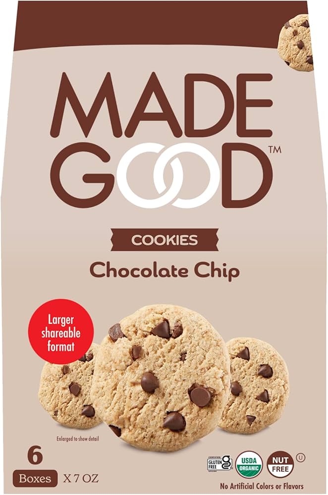 Made Good - Organic Chocolate Chip Crunchy Cookies, 7 oz (Pack of 6) - Gluten-Free Snack