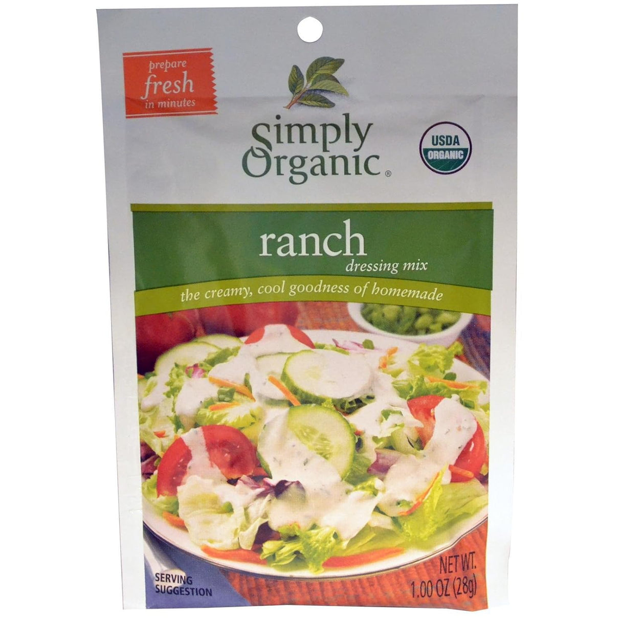 Simply Organic Ranch Salad Dressing Mix, Case of 12, 1 Oz. Packets