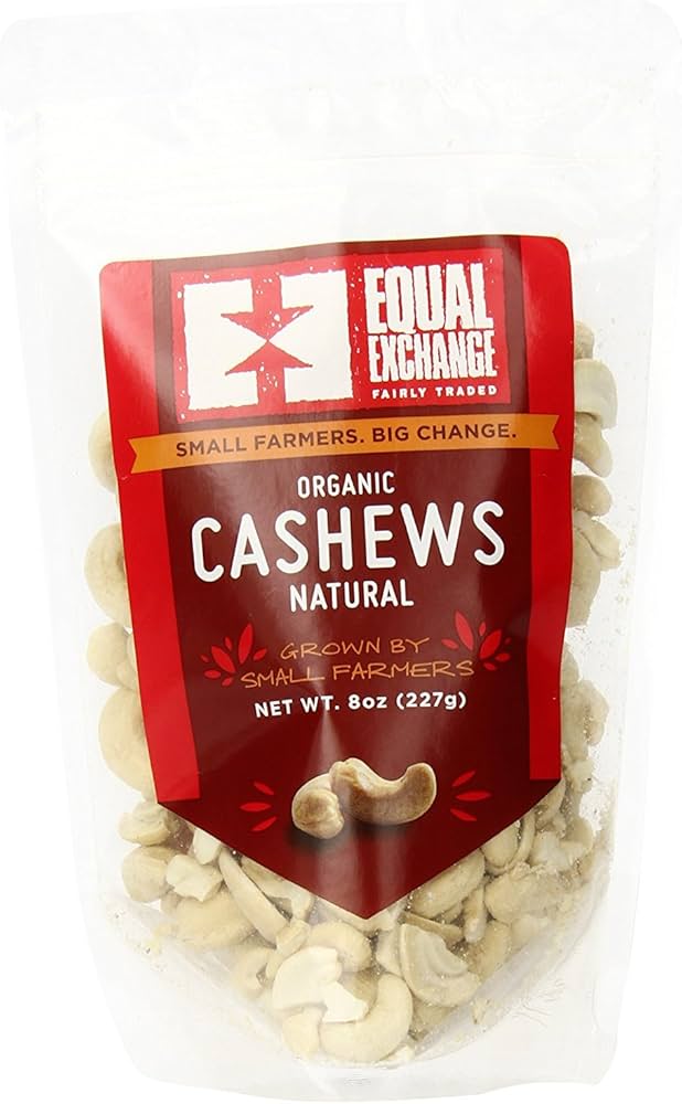 Equal Exchange - Organic Cashews, 8 oz (Pack of 6) - Fair Trade Snacks
