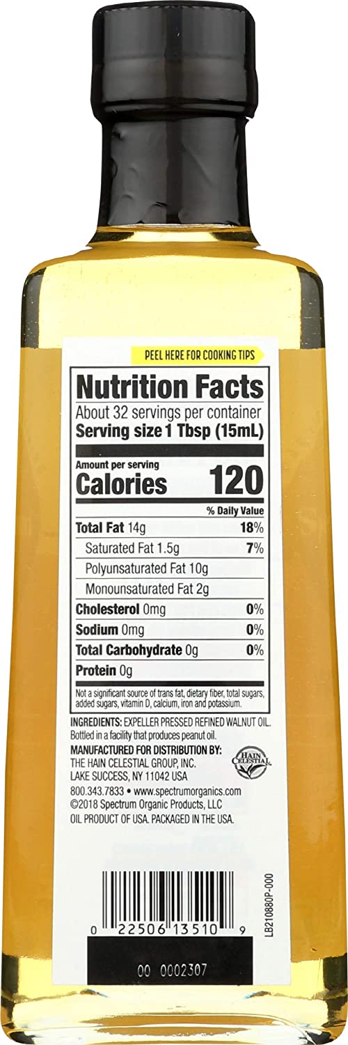 Spectrum Naturals Premium Refined Walnut Oil, Pack of 12 - 16 Fl Oz. - Cozy Farm