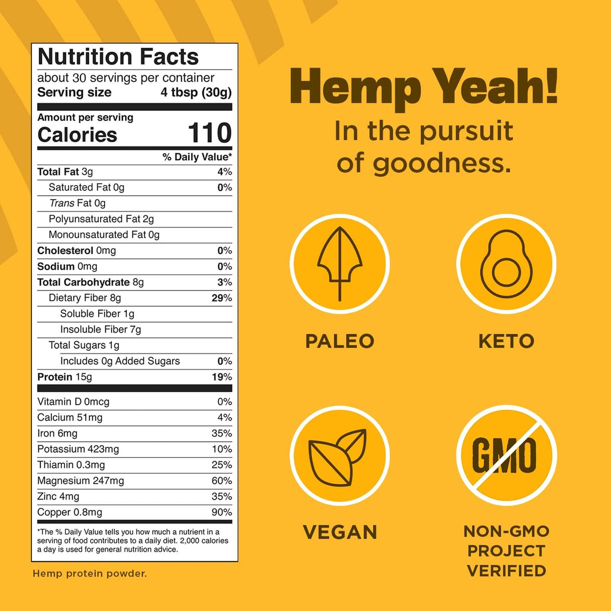 Manitoba Harvest Hemp Yeah! Balanced Protein + Fiber Powder - 16 Oz. - Cozy Farm