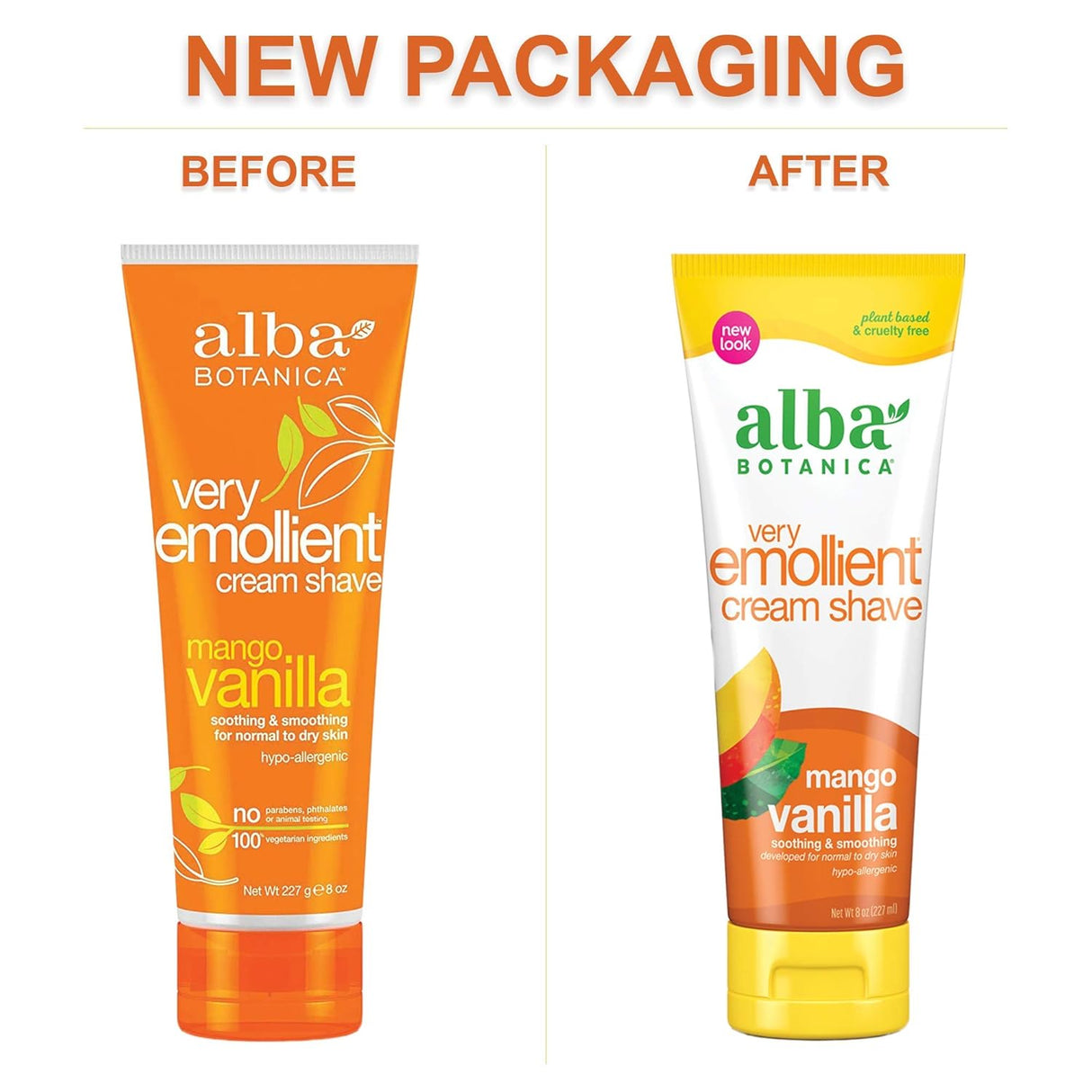 Alba Botanica Very Emollient Cream Shave with Mango & Vanilla (8 Oz)