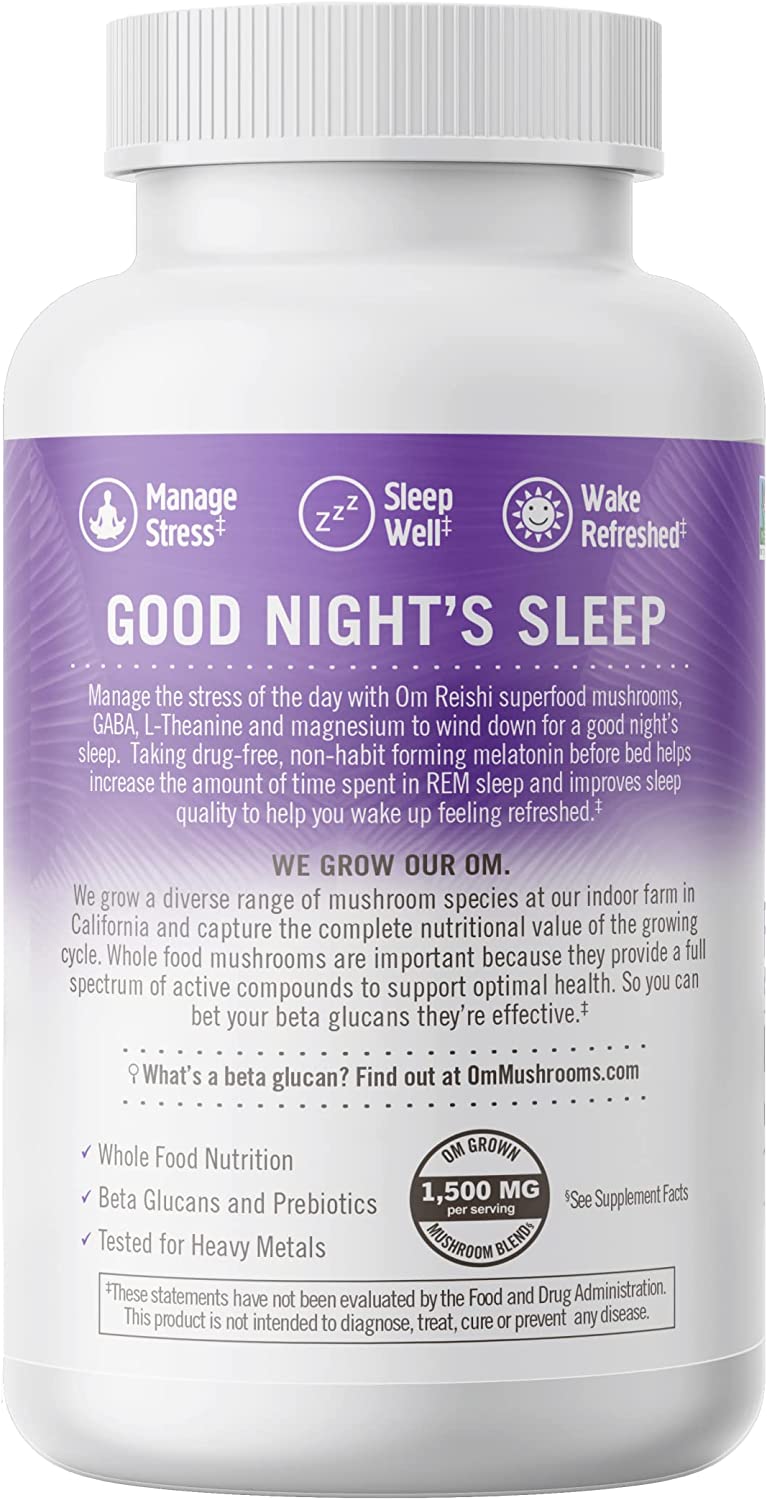 Om Mushroom Superfood Sleep Mushroom Capsules: 90-Count Superfood Sleep Support Supplement - Cozy Farm