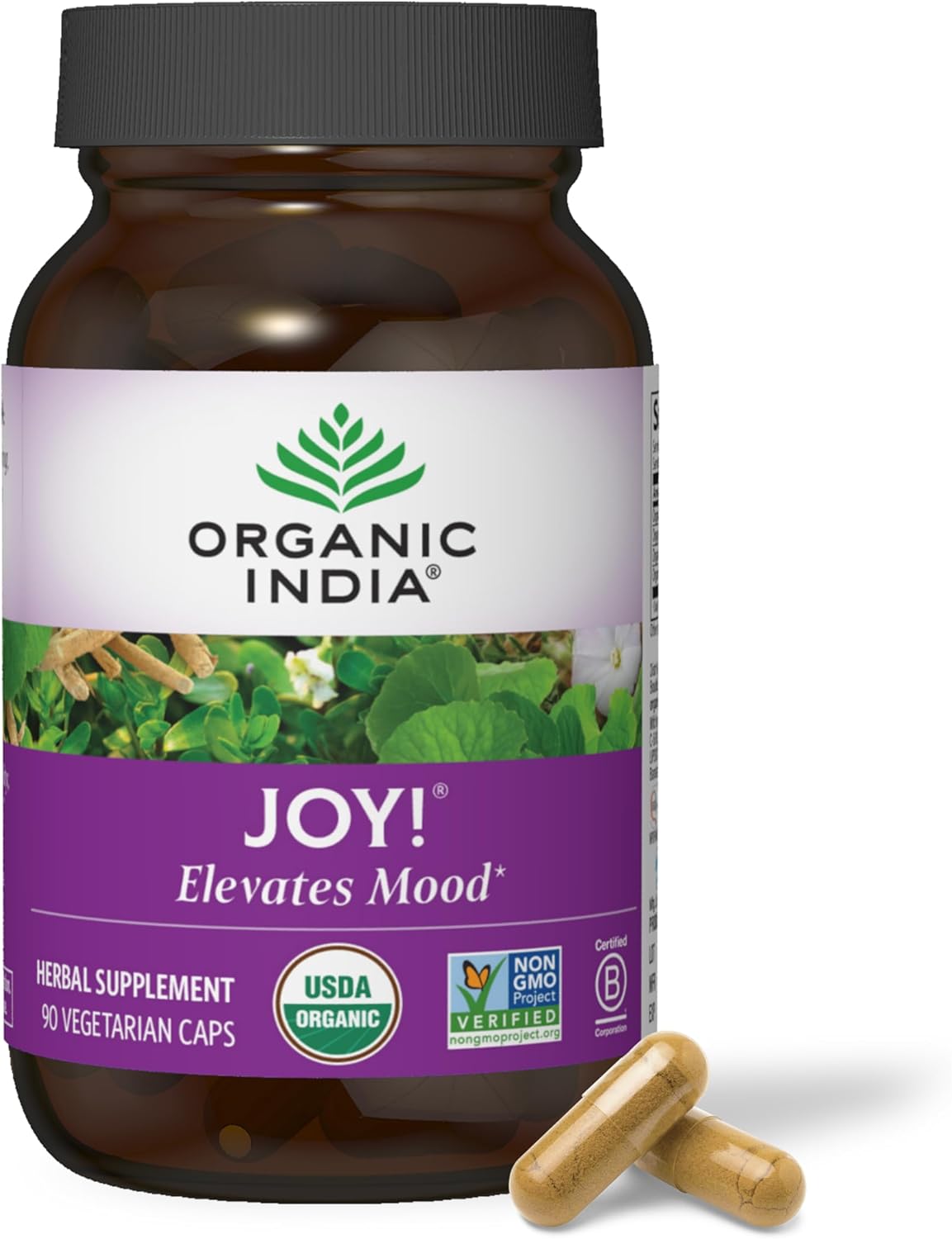 Organic India Joy! Whole Herb Supplement, 90 Veggie Caps