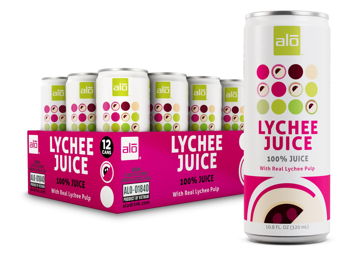 Alo Drink - Lychee Juice, 10.8 fl oz (Pack of 12) - Gluten-Free Beverage