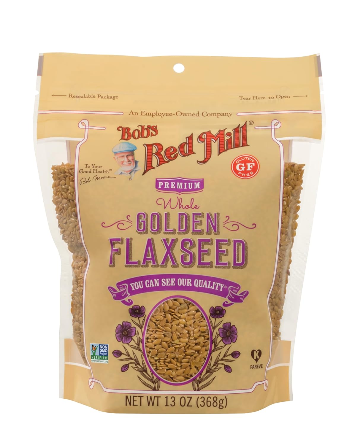 Bob's Red Mill Golden Flaxseeds, Gluten Free, Case of 4, 13 oz Each