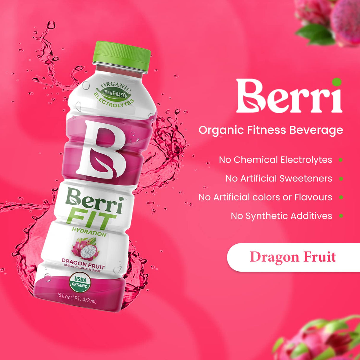 Berri Pro Dragon Fruit Plant-Based Fitness Beverage, 12 Pack, 16 Oz. Each - Cozy Farm