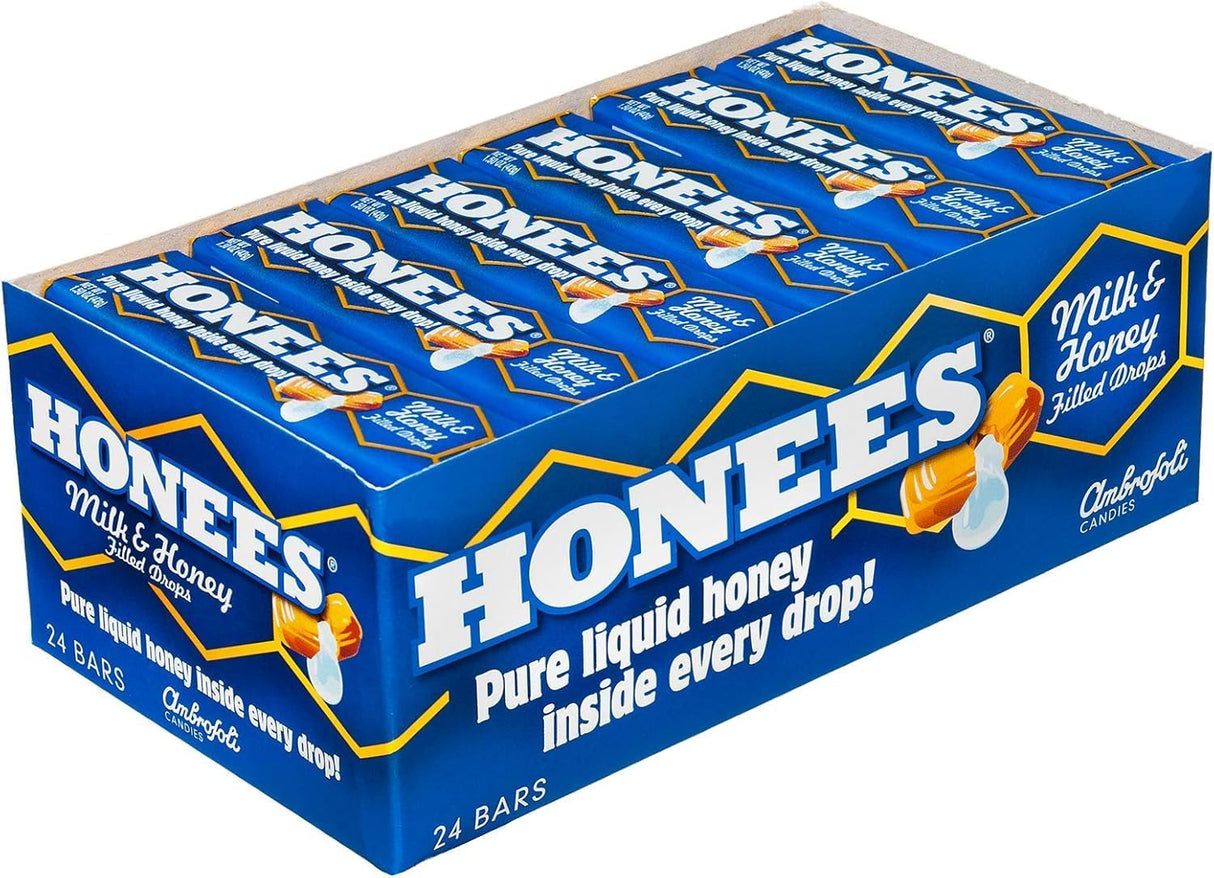 Honees Milk and Honey Filled Bite-Sized Soft Caramel Drops, Pack of 24, 1.5 Oz.