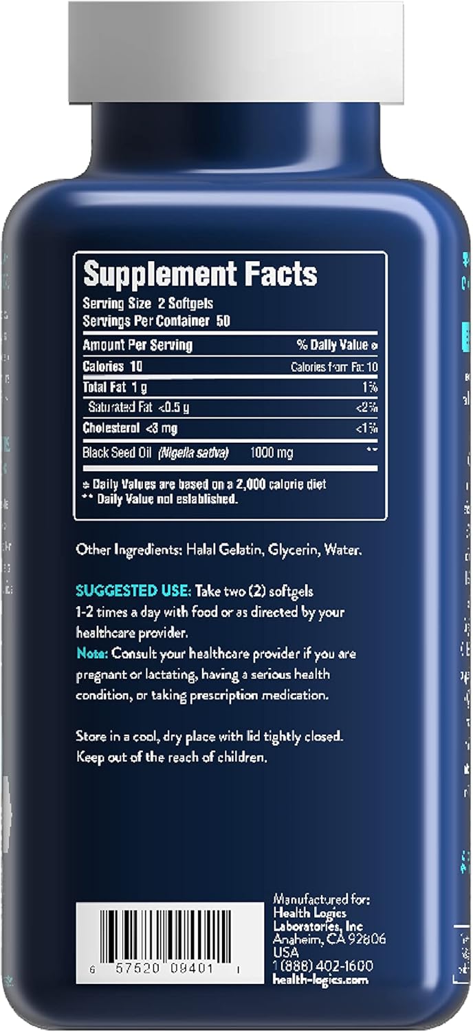 Health Logics Aceite de semilla de comino negro - 100 cápsulas blandas
