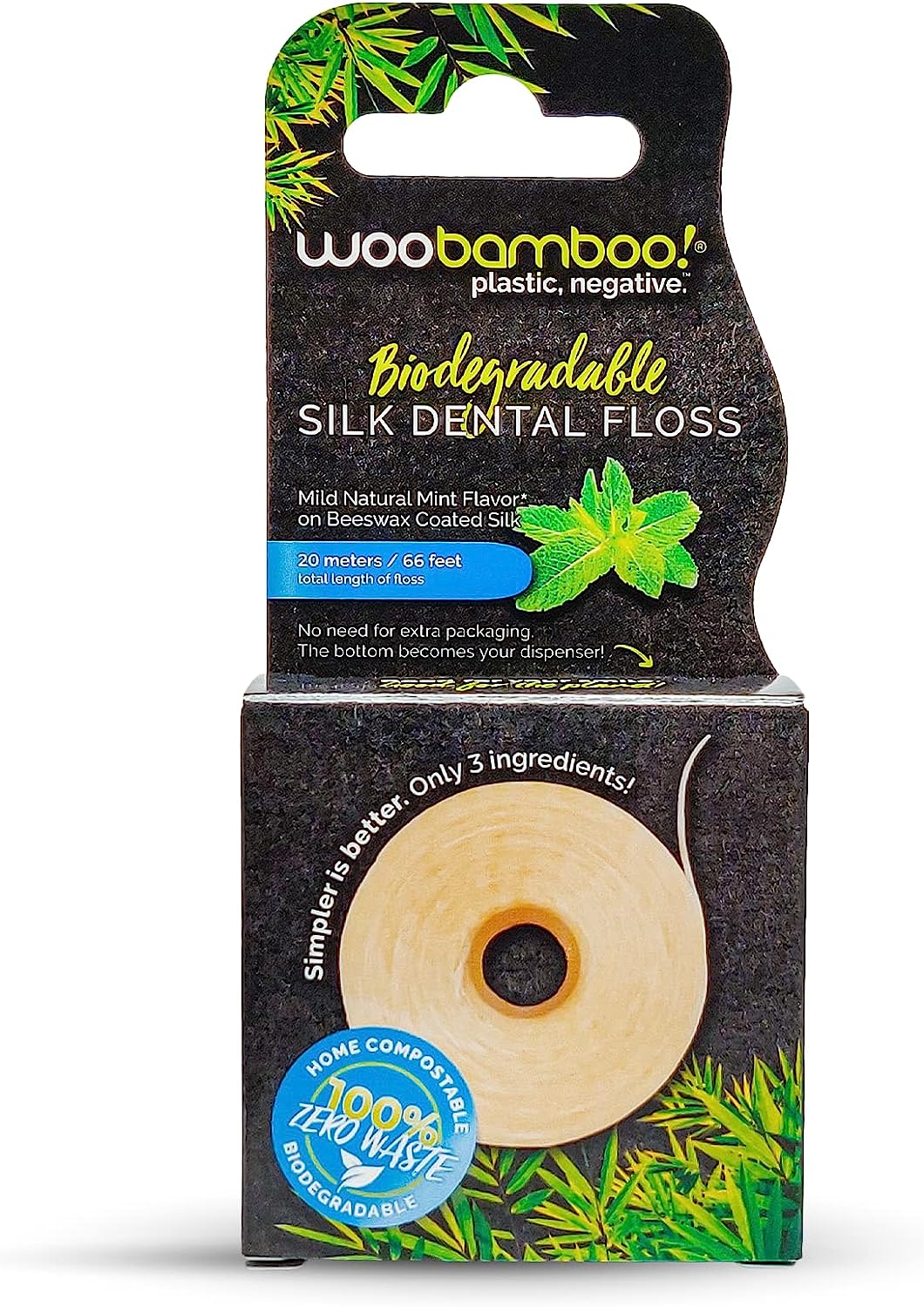 Woobamboo Silk Mint Dental Floss - 20 Meters - Case of 6 - Cozy Farm