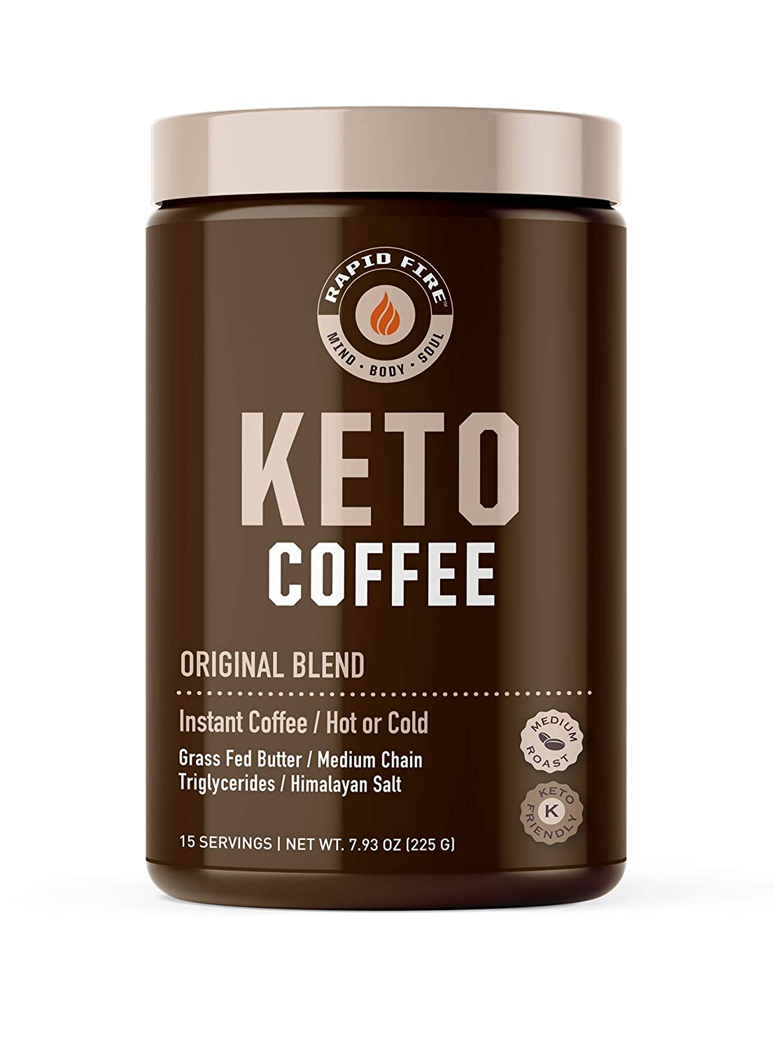 Rapid Fire Ketogenic Fair Trade Instant Keto Coffee Mix - Canister of 7.93 Oz - Cozy Farm
