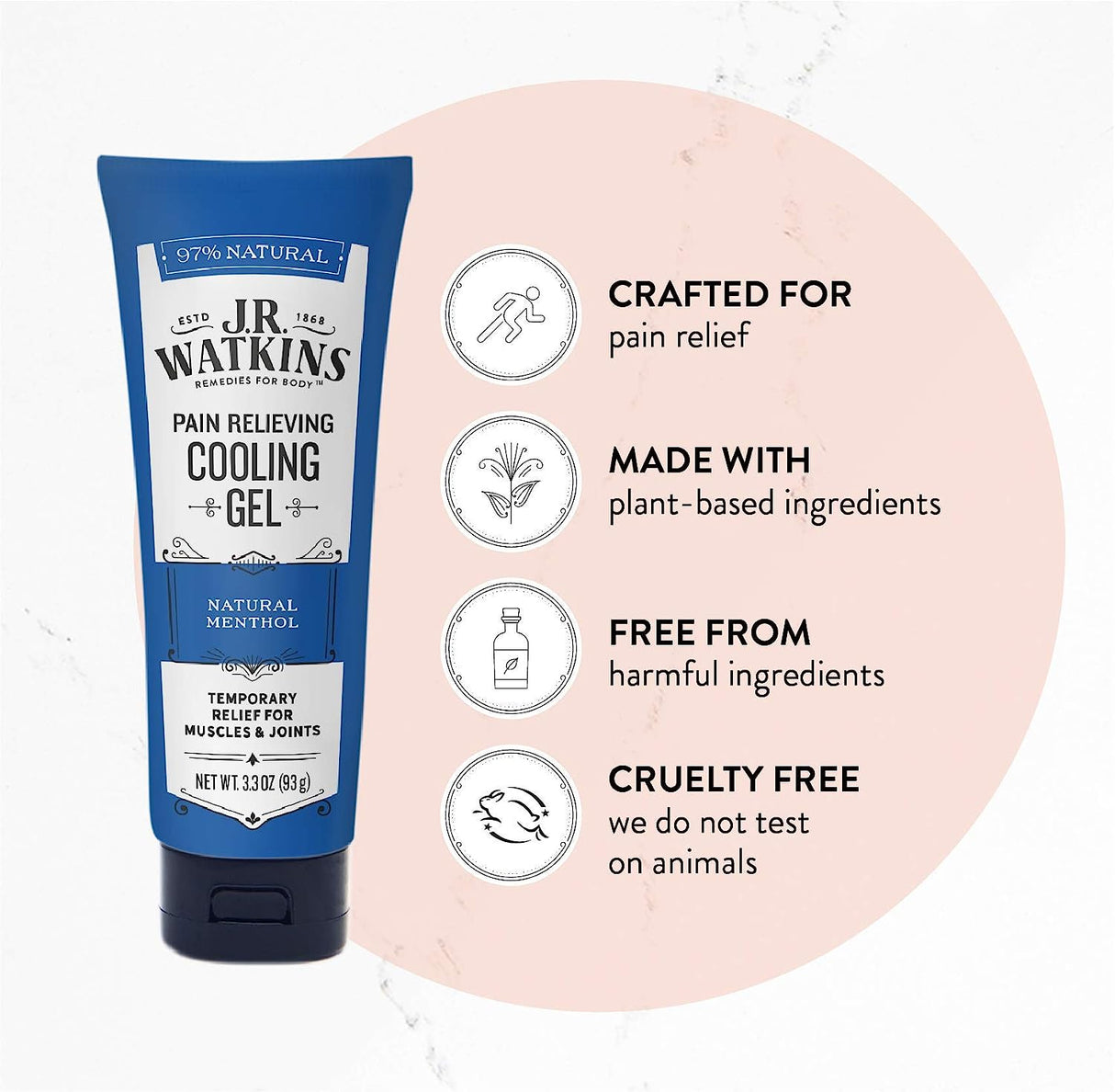 J.R. Watkins Deep Muscle Cooling Gel for Pain Relief (3.3 Oz.) - Cozy Farm