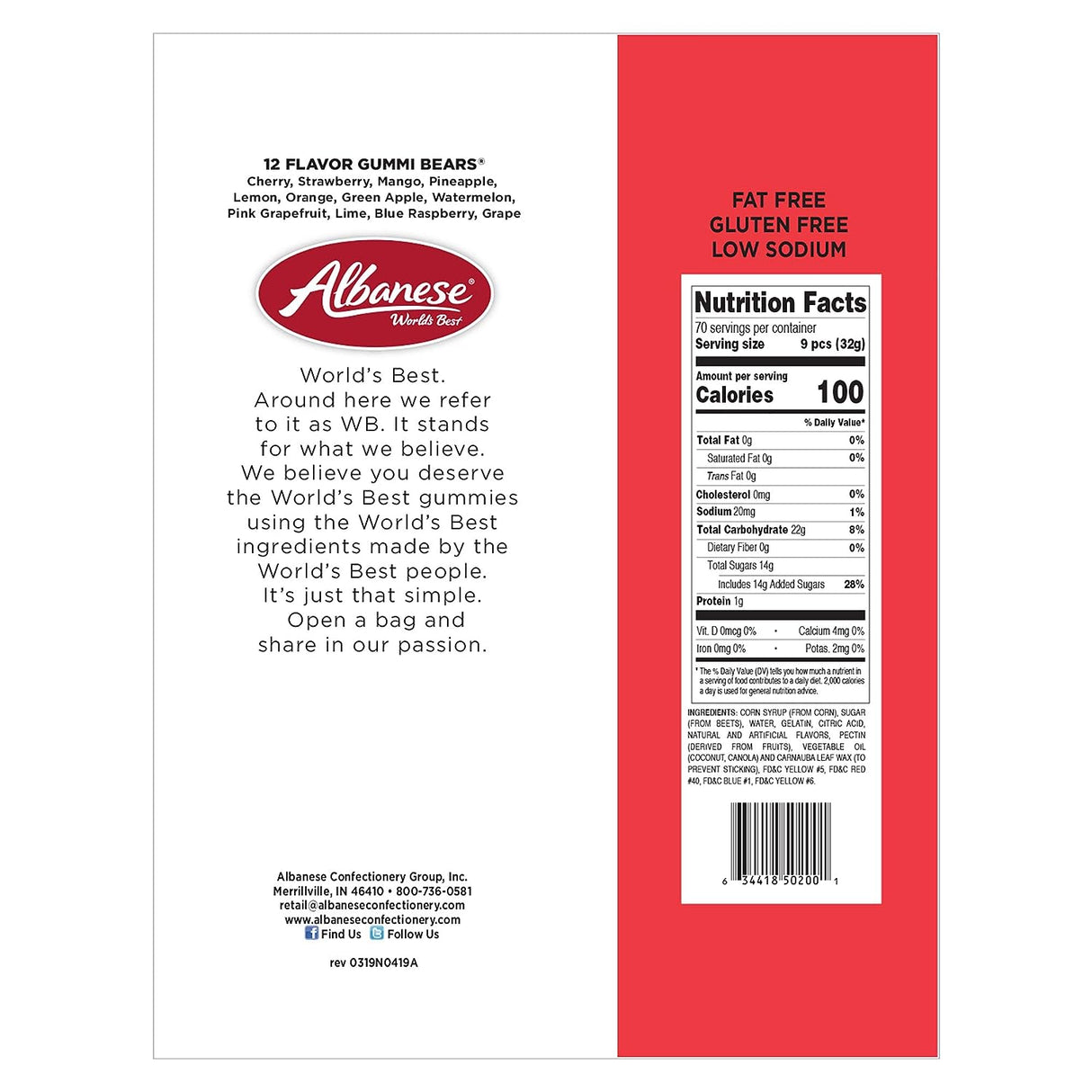 Albanese 12 Flavor Gummi Bear Assortment - 5 lb. Case - Cozy Farm