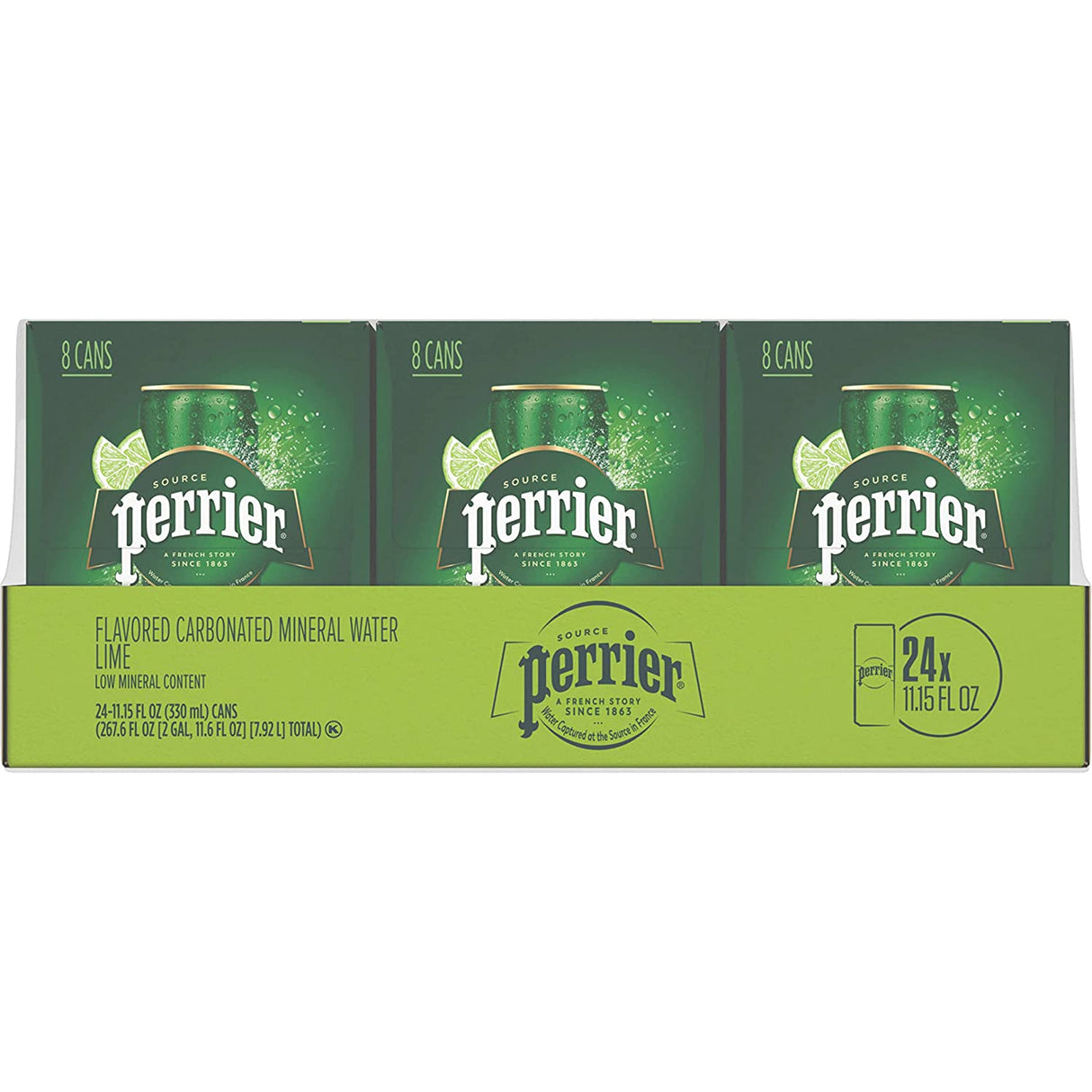 Perrier Sparkling Lime Mineral Water - 8.15 Oz Can, Pack of 3 - Cozy Farm