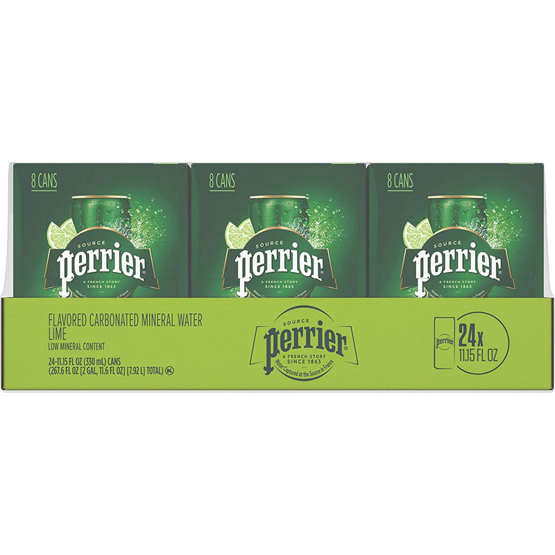 Perrier Sparkling Lime Mineral Water - 8.15 Oz Can, Pack of 3 - Cozy Farm 