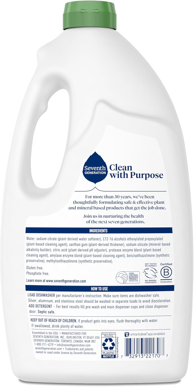 Seventh Generation Auto Dishwasher Gel, Free & Clear (6 ct., 42 Fl. Oz. each)
