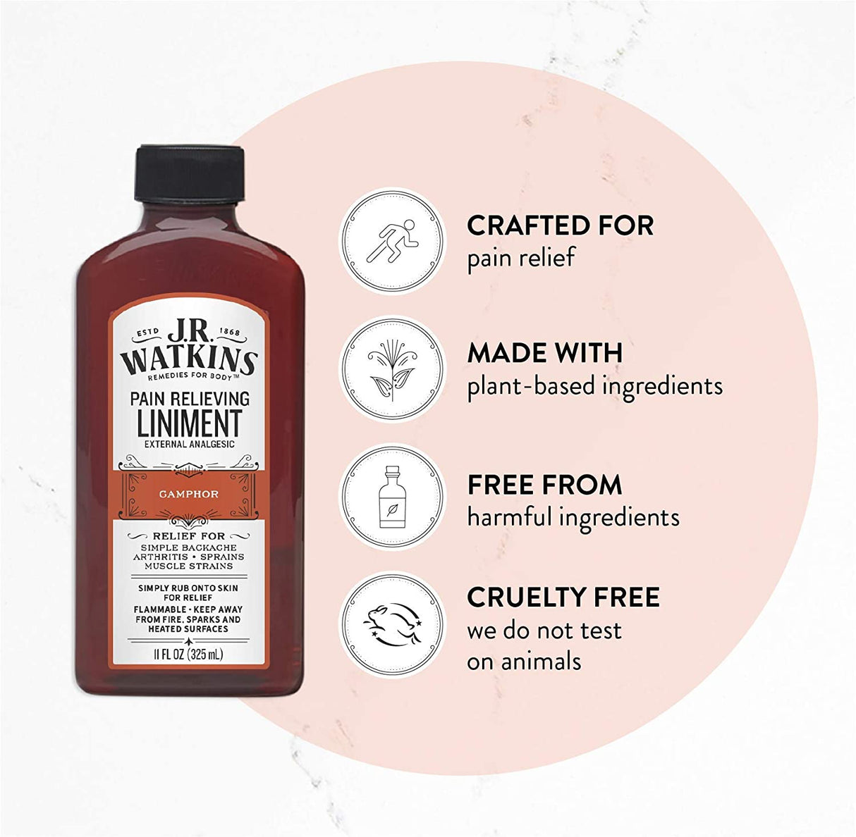 J.R. Watkins Natural Pain Relief Liniment, 11 Oz. - Cozy Farm