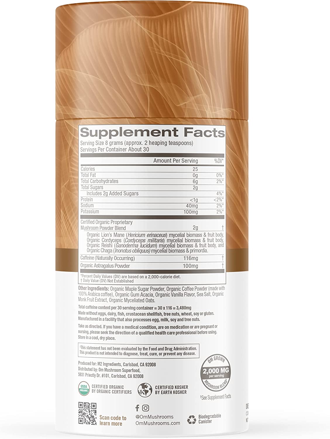 Om Mushroom Coffee Latte Blend 8.47oz - Cozy Farm