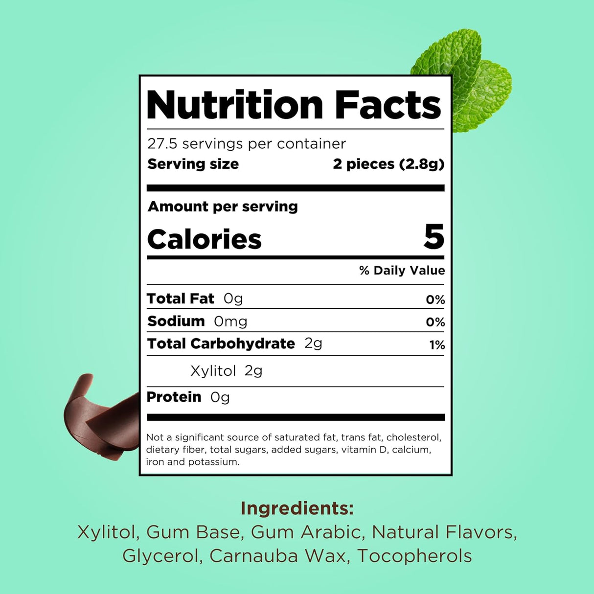 Nutrition facts label with a green background