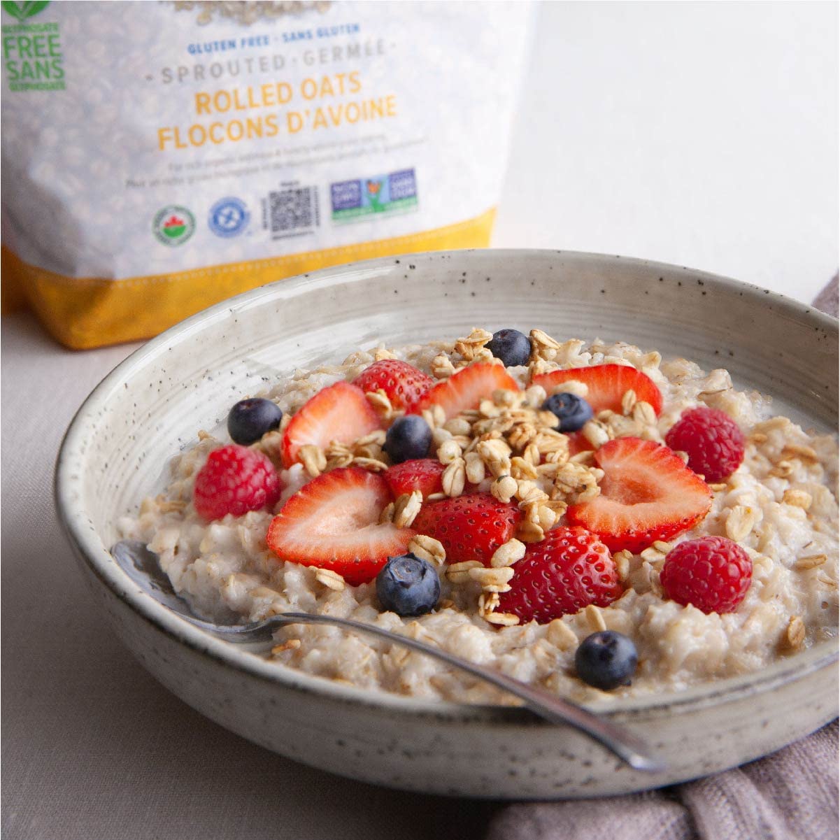 One Degree Organic Sprouted Rolled Oats, 45 oz, Case of 4