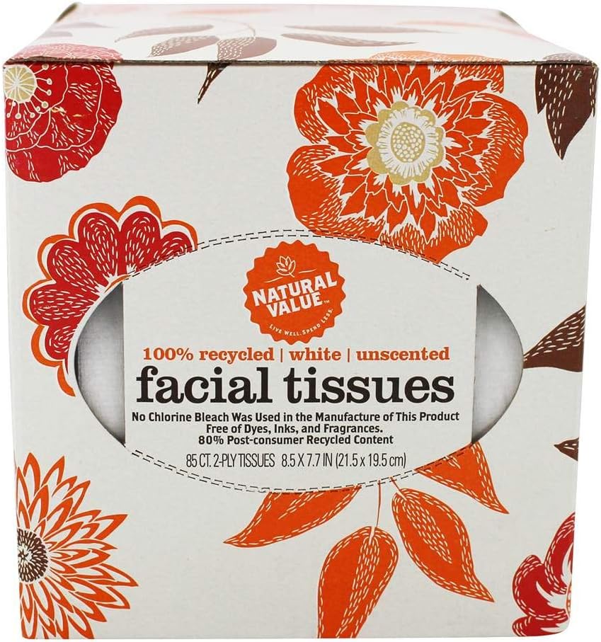 Natural Value Facial Tissue 2-Ply, Case of 36 - 85 Count per Box - Cozy Farm
