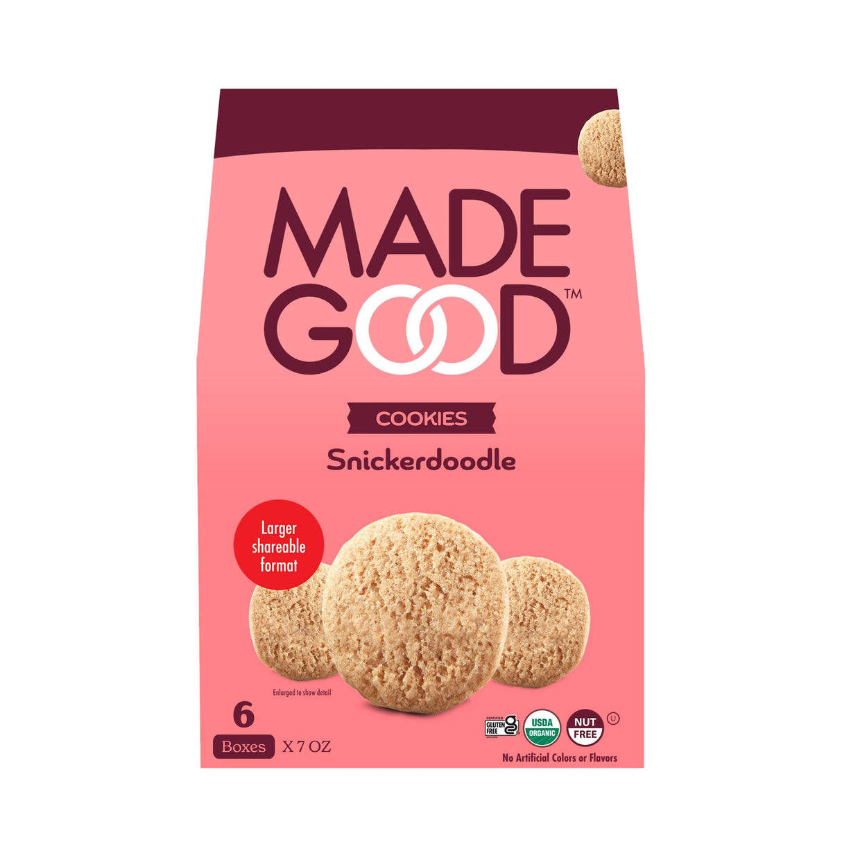 Made Good - Organic Snickerdoodle Cookies, 7 oz (Pack of 6) - Healthy Snack Cookies