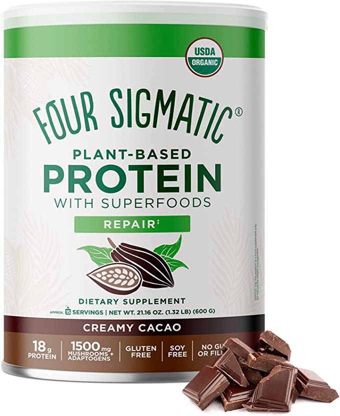 Four Sigmatic Cacao Protein Powder - Plant Based - 21.16 Oz - Cozy Farm