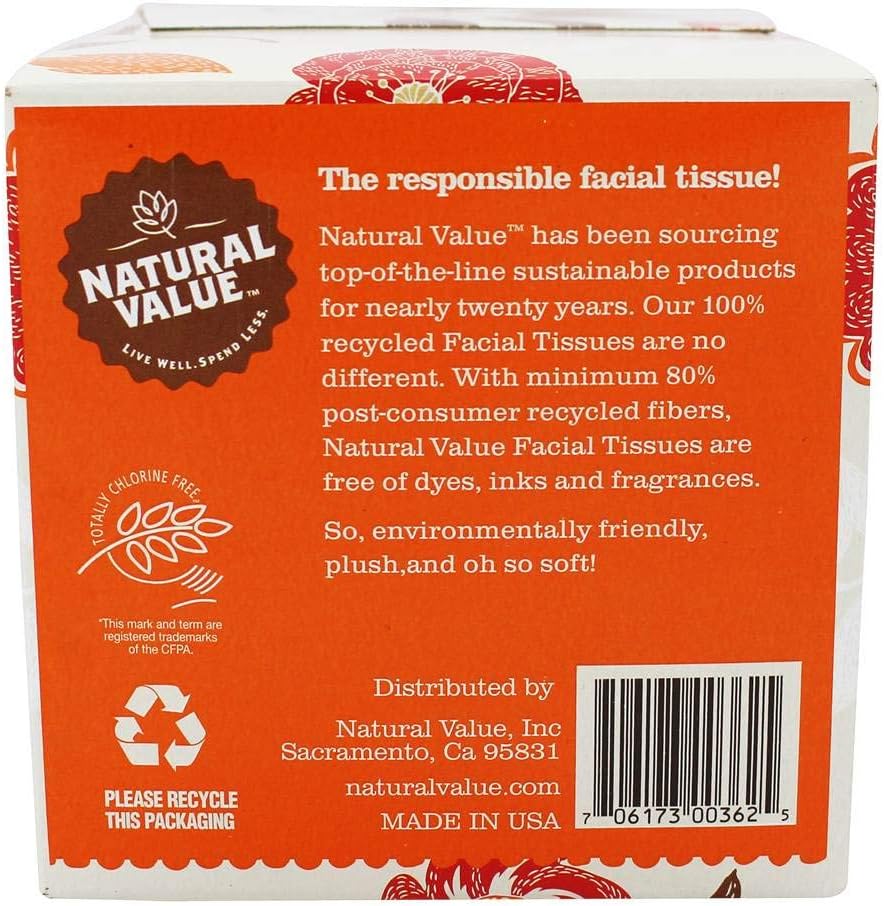 Natural Value Facial Tissue 2-Ply, Case of 36 - 85 Count per Box - Cozy Farm