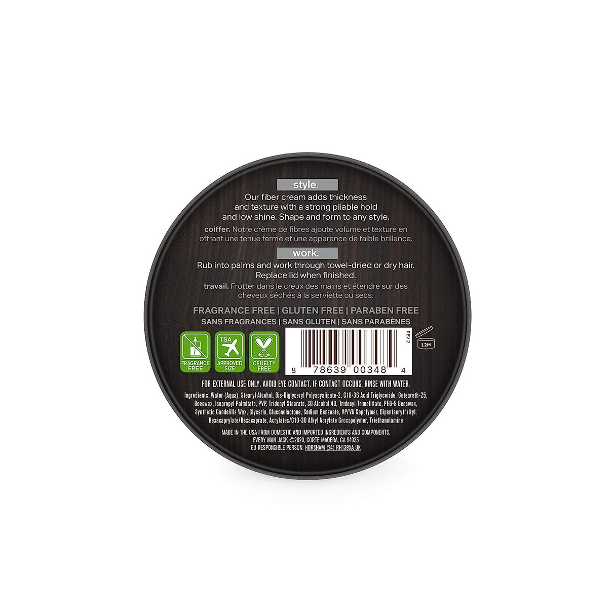 Every Man Jack Hair Fiber Cream: Fragrance-Free Hold, Volume, and Texture - Cozy Farm