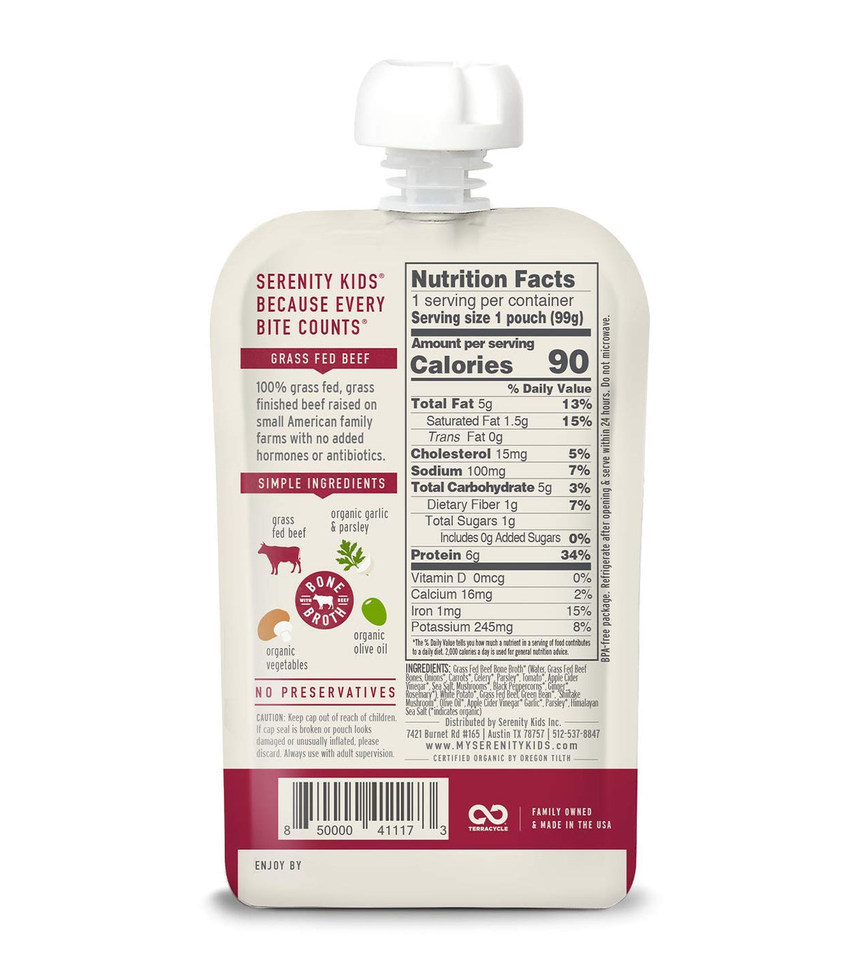 Serenity Kids Beef Pot Roast Bone Broth, Peach, 3.5 Oz Pack of 6 - Cozy Farm