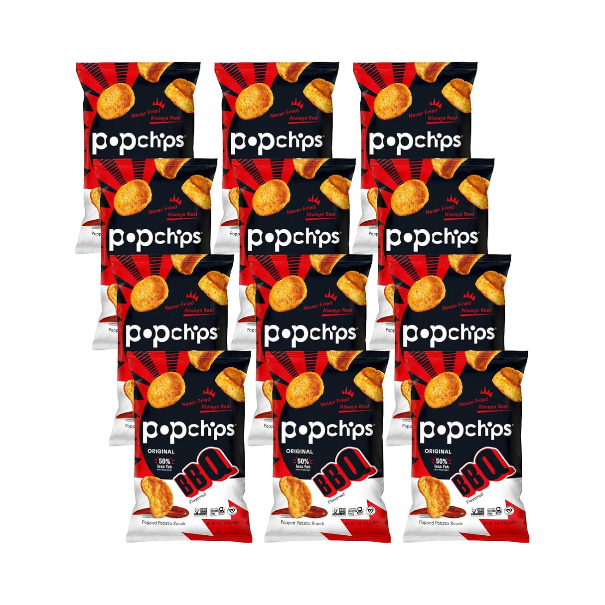 Popchips Barbeque Flavor Potato Chips, Case of 12, 5 oz Bags