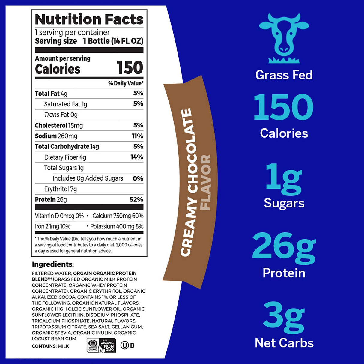 Orgain Creamy Chocolate Nutritional Protein Shake (14 Fl Oz Pack of 12)