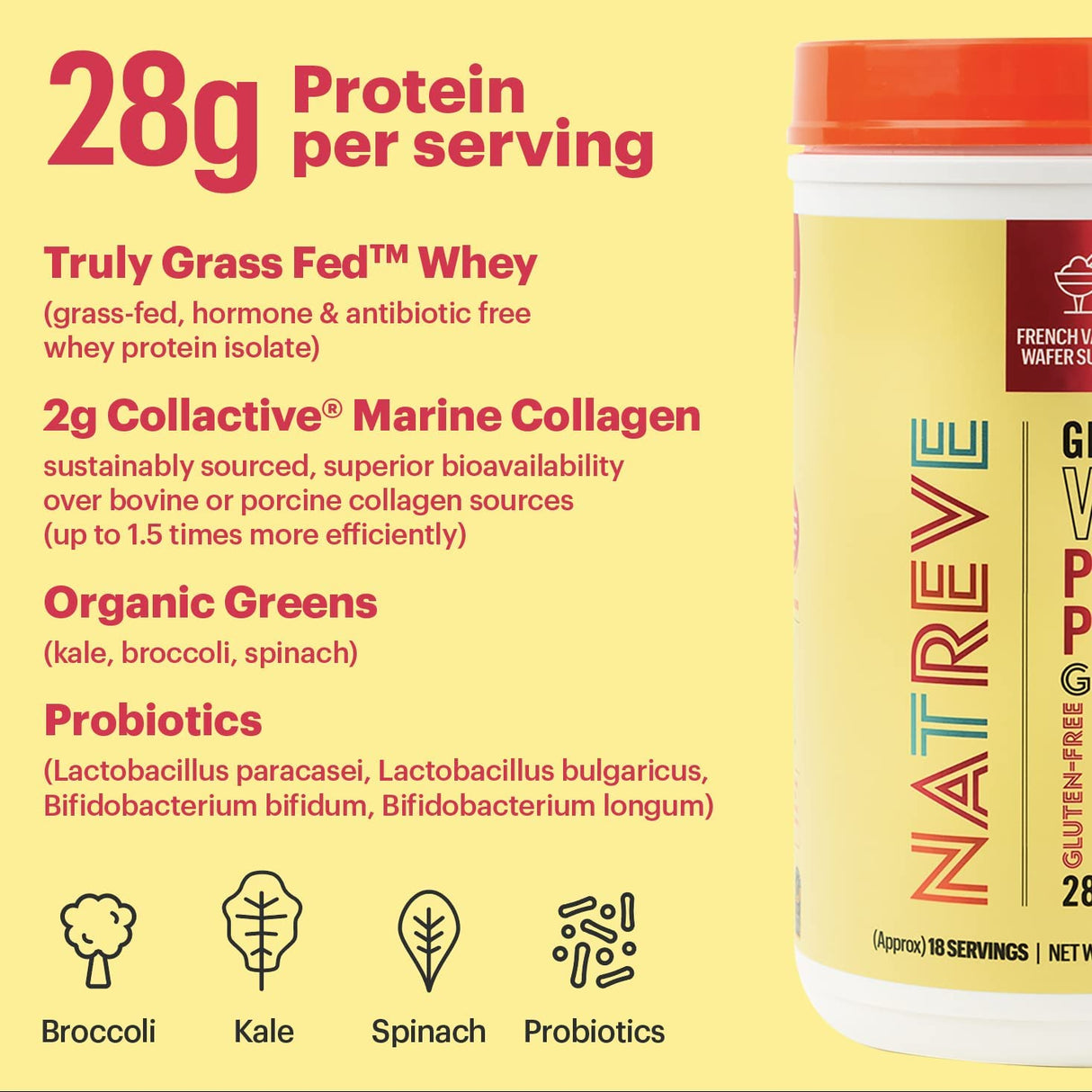 Natreve Vanilla Sundae Whey Protein Powder (Pack of 4) 23.8 Oz - Cozy Farm