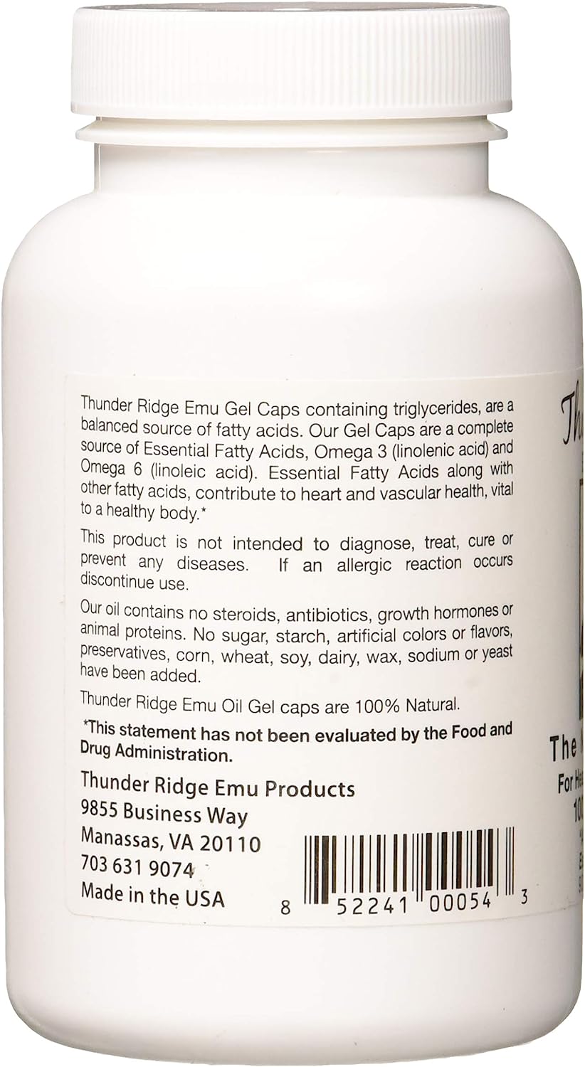 Thunder Ridge 100% Pure Emu Oil - 750mg (90 Softgels) - Cozy Farm