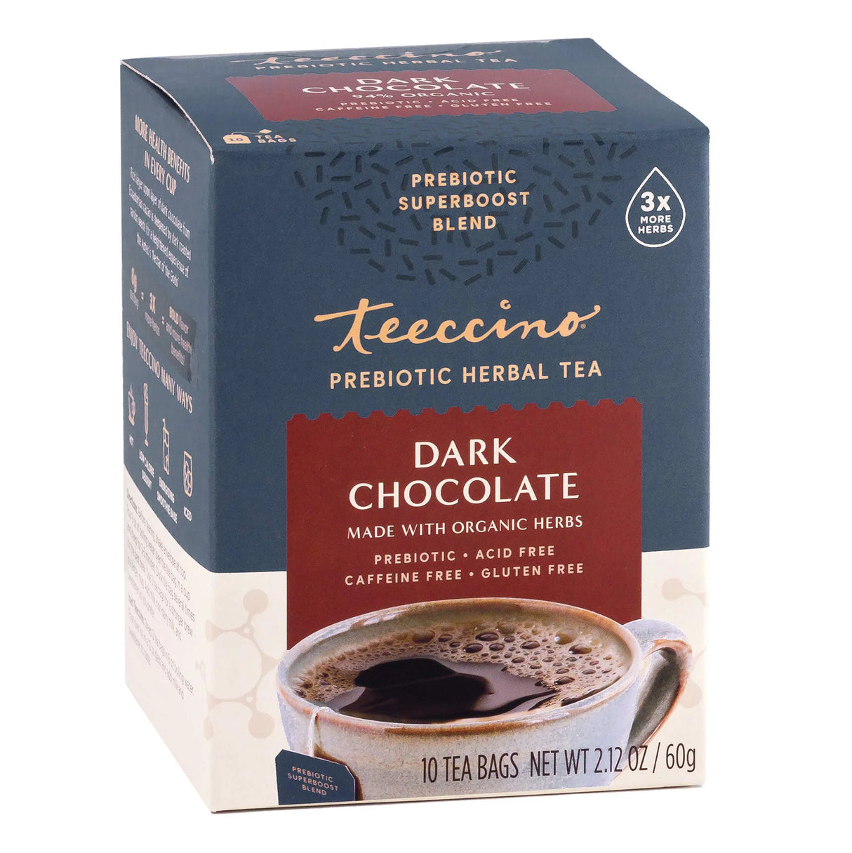 Teeccino Dark Chocolate Prebiotic Tea - Case of 6 (60-Count) - Cozy Farm