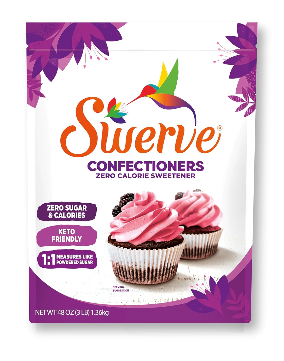Swerve Confectioners Sweetener, Zero Calorie Sugar Replacement, Case of 6 (12 oz)