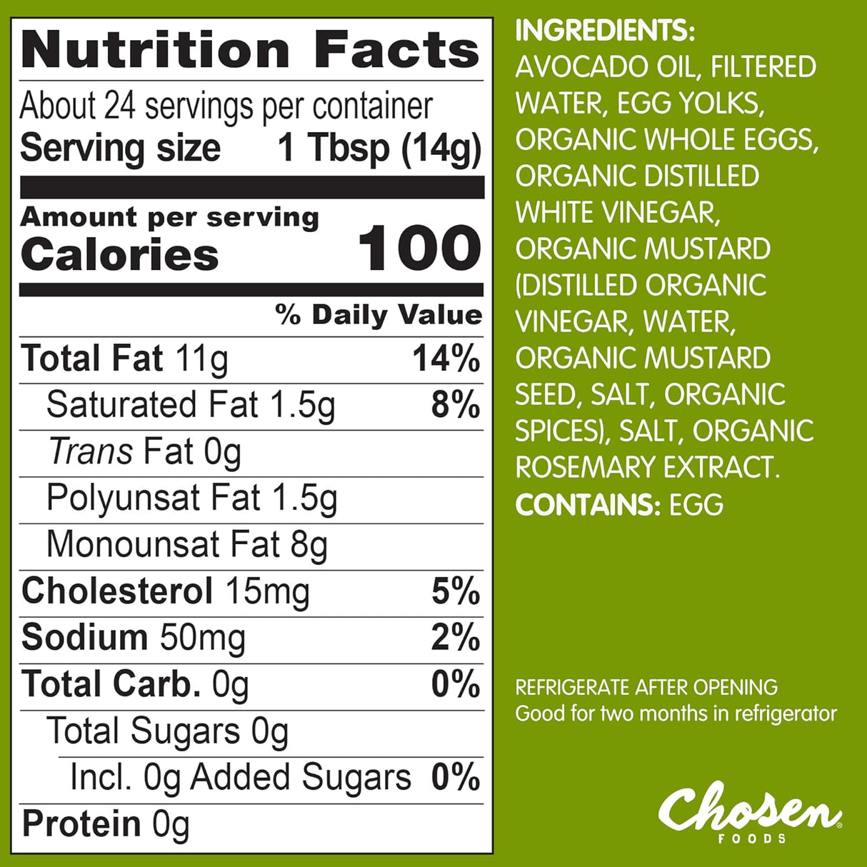 Chosen Foods Avocado Oil Mayo, 6 x 12 Oz. Pack