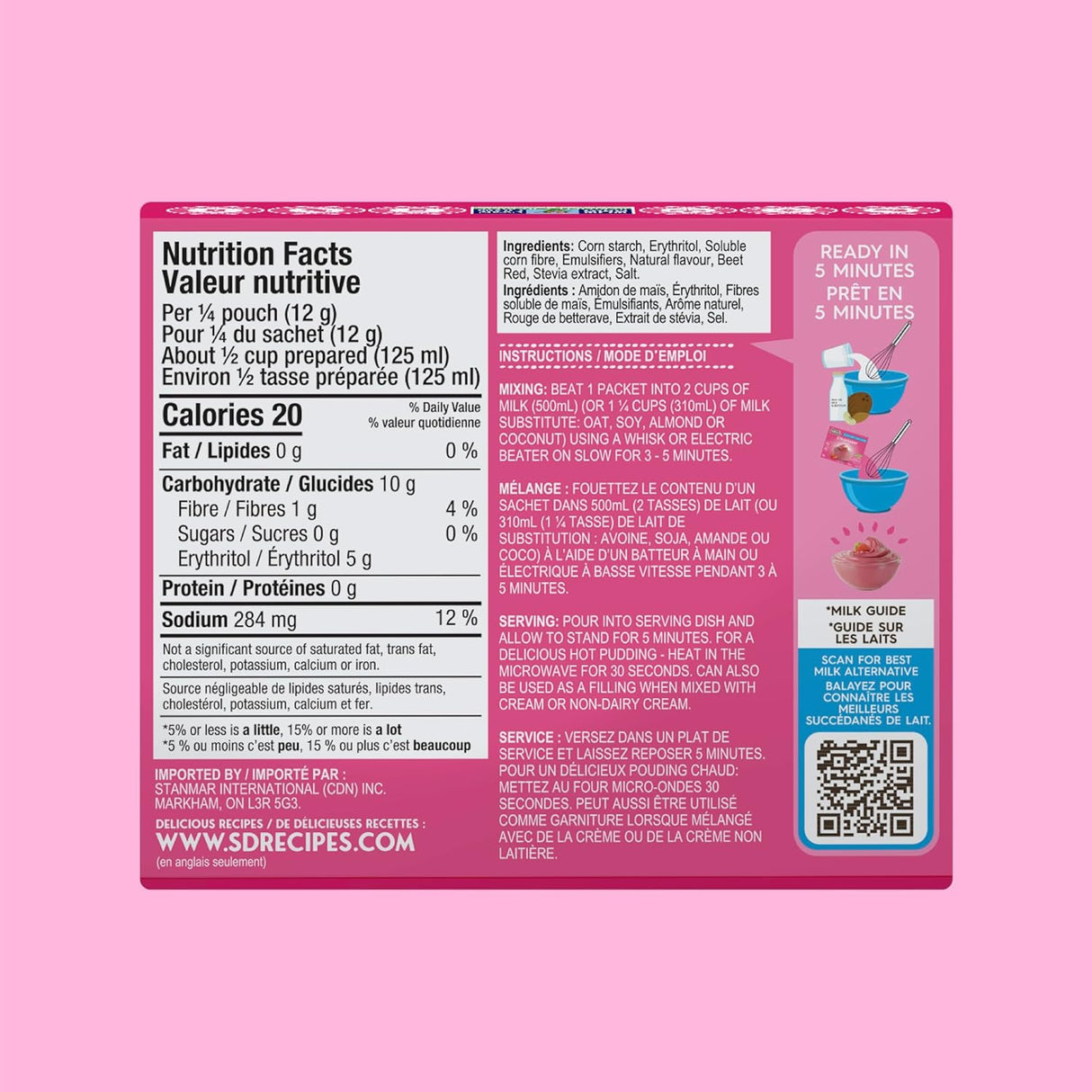 Simply Delish Sugar-Free Strawberry Pudding Mix, Case of 6, 1.7 Oz – Keto-Friendly, Low-Calorie Dessert