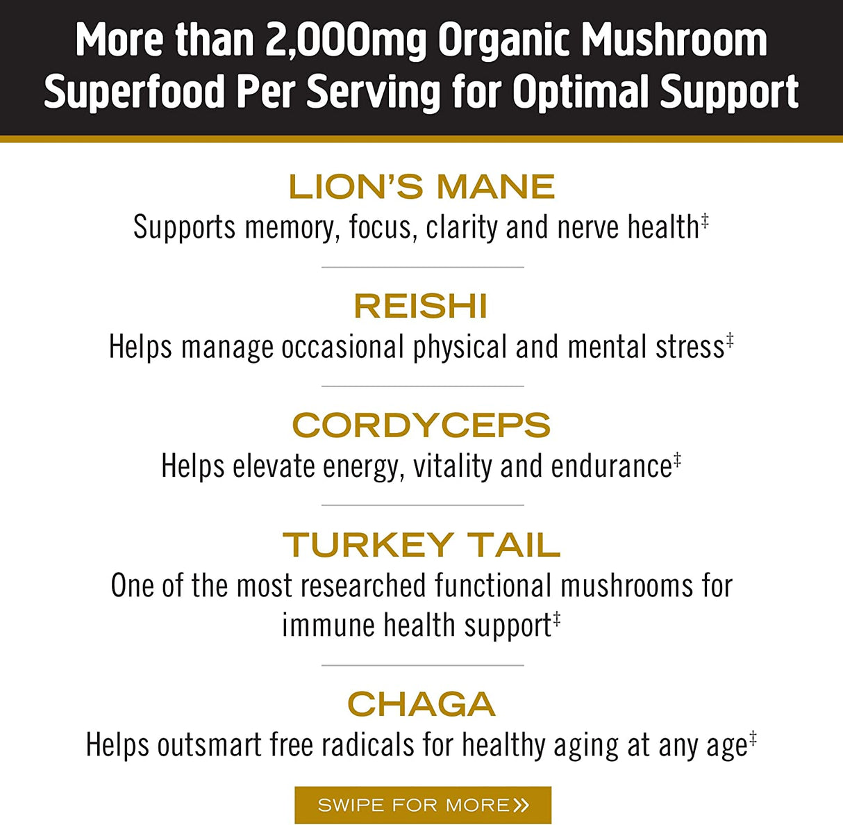 Om Mushroom Superfood: Master Blend Mushroom Capsules (80 Count) - Cozy Farm